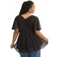thumbnail image 2 of June + Vie Women's Plus Size Faux Wrap Fit-And-Flare Top, 2 of 5