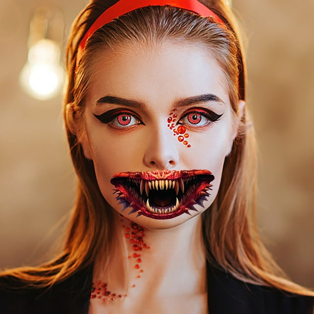 Halloween Temporary Clown Scary Mouth Sticker For Party Props Cosplay Costume Makeup Props