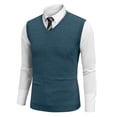 thumbnail image 2 of Huankd Men's Solid Sweater Vest Sleeveless Knit V Neck Spring Winter Casual Pullover Top Blue 4XL, 2 of 8