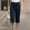 Navy, variant on Women Casual Solid Color Cropped Trousers Bandage Pockets Elastic Waist Comfortable Straight Pants