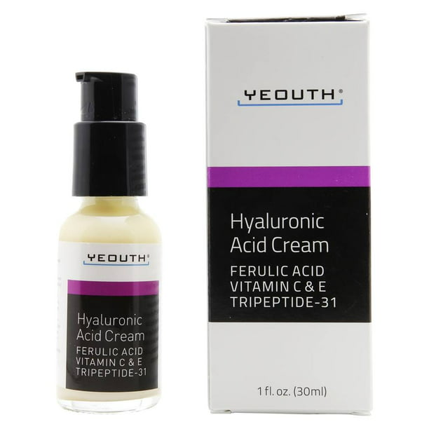 Nu al Hedendaags Veel gevaarlijke situaties YEOUTH Hyaluronic Acid Facial Cream with Ferulic Acid, Vitamin C and E and  Tripeptide 31 for Intensely Hydrated, Reduced Lines & Wrinkles, Firm and  Elastic Skin - 1 fl. oz. - Walmart.com