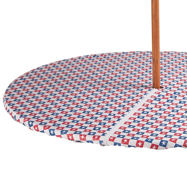 American Stars Zippered Elasticized Umbrella Table Cover Com American Stars Zippered Elasticized, 48 Inch Round Patio Tablecloth With Umbrella Hole