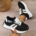thumbnail image 5 of Women's Lace up Platform Sneakers 2026 Trendy Splice Suede Color Block Casual Walking Shoes Lightweight Non Slip Tennis Shoes Black Size 7.5, 5 of 7