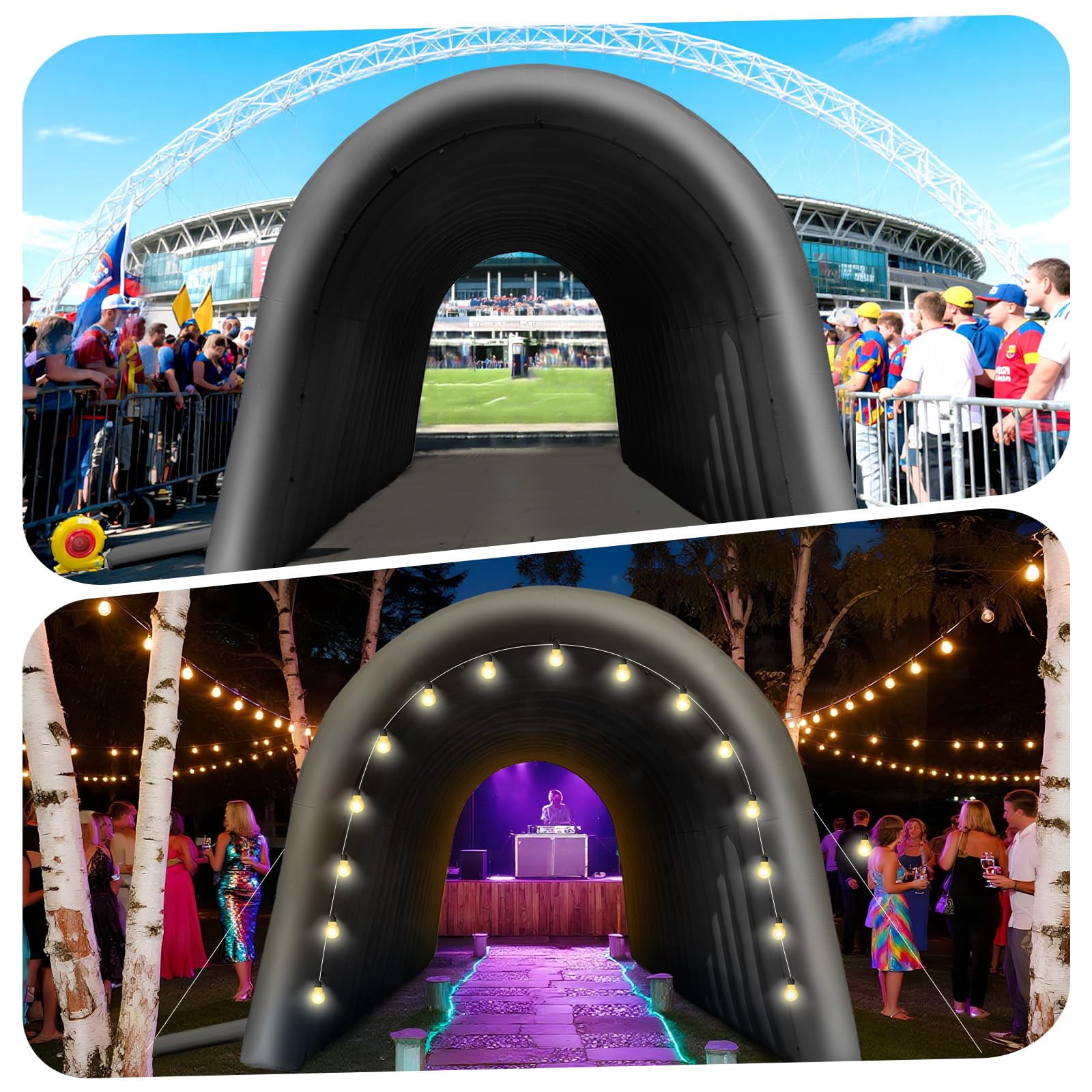 Inflatable Sports Tunnel Entrance 20x10x10FT Black, One Air Blower – Event Inflatable Tunnel Tent for Team Intros, Business Promotion, Trade Shows, Advertising & Exhibitions
