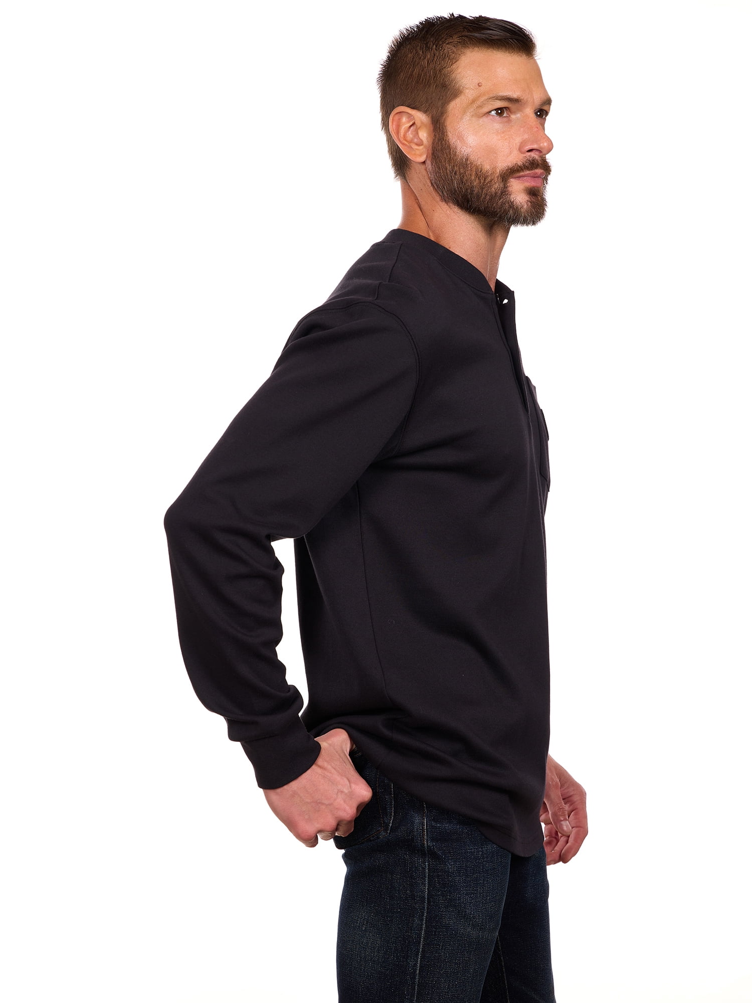 Bass Creek Outfitters Men's Flame Resistant Long Sleeve Henley Knit Top, Sizes M-2XL