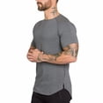 thumbnail image 2 of Camisas de fitness para hombre Camisetas ajustadas de moda Camisetas musculosas de fitness con ajuste largo y caído 2 piezas gris XXL, 2 of 5