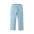 thumbnail image 4 of YUANGUANST Wide Leg Pants Woman Women's Fashionable And Casual Beach Style Cotton And Linen Cropped Pants Women's Cotton And Linen Pants Business Work Casual Pants, 4 of 4
