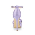thumbnail image 2 of BLISSFUL STEP Women's Satin Knot Platform Stiletto Heel Sandals Purple 7.5, 2 of 7