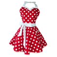 thumbnail image 3 of Delantal de cocina con lunares, ideal para mujer o niña. rojo, 3 of 8