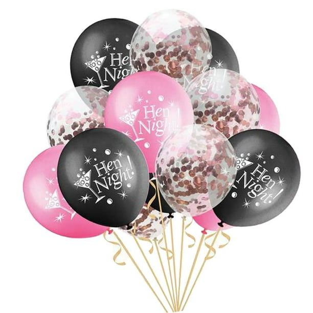15 globos de látex metálicos brillantes con lentejuelas, confeti y cintas para decoración de despedidas de soltera. 2
