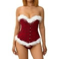 thumbnail image 1 of Corsé De Navidad Para Mujer, Tops, Empalme, Hebilla Delantera, Atar En La Espalda, Disfraz De Cosplay XBTCLXEBCO XXXL;Negro Rojo A, 1 of 6
