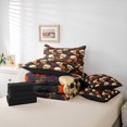 thumbnail image 6 of Homewish Spooky Halloween Skull 7 Pieces Full Size Bedding Sets,Autumn Floral Print Full Size Bed in a Bag,Black Orange Purple,Black Reversible, 6 of 8