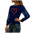 thumbnail image 4 of YTCAMLO Mesh Long Sleeve Womens Blouses Trendy Cute Love Heart Valentines Shirts Lightweight Round Neck Tunic Tops Dressy Outfits, 4 of 7