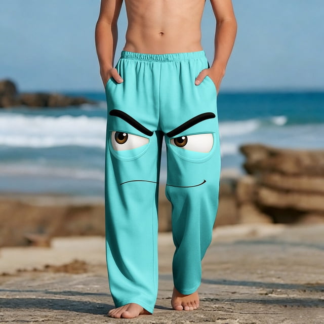 Pantalones largos para niños y niñas, de moda, estampados, casuales, de playa, con bolsillos.