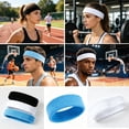 thumbnail image 2 of Miaocao 3 Pack Men & Women Sweatband Headband Terry Cloth Moisture Wicking for Sports Tennis Gym Work Out, 2 of 8