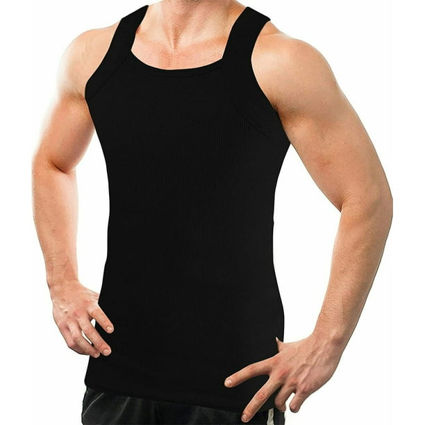 2-4 Packs Men's G-unit Style Cotton Tank Tops Square Cut Muscle Rib A-Shirts