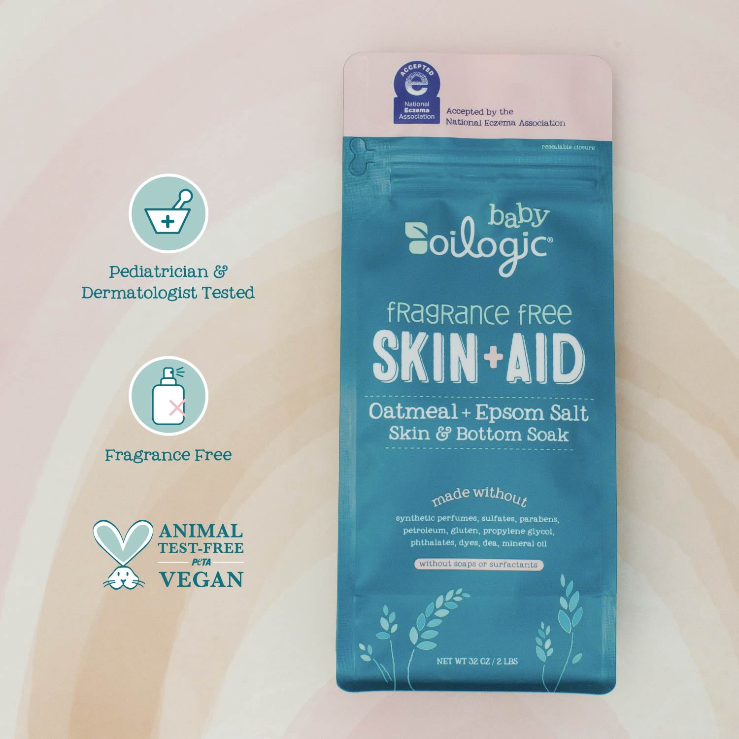 (2 pack) Oilogic Skin+Aid Bottom and Skin Soak, 32 oz