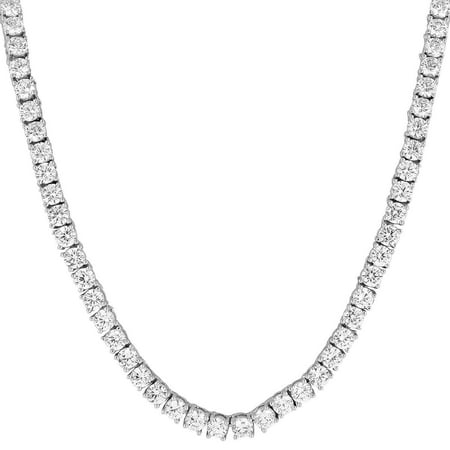 - Hip Hop Mens 18K 5MM White Gold Finish 1 Row Lab Diamond Tennis Link Chocker Necklace - 24 Inches