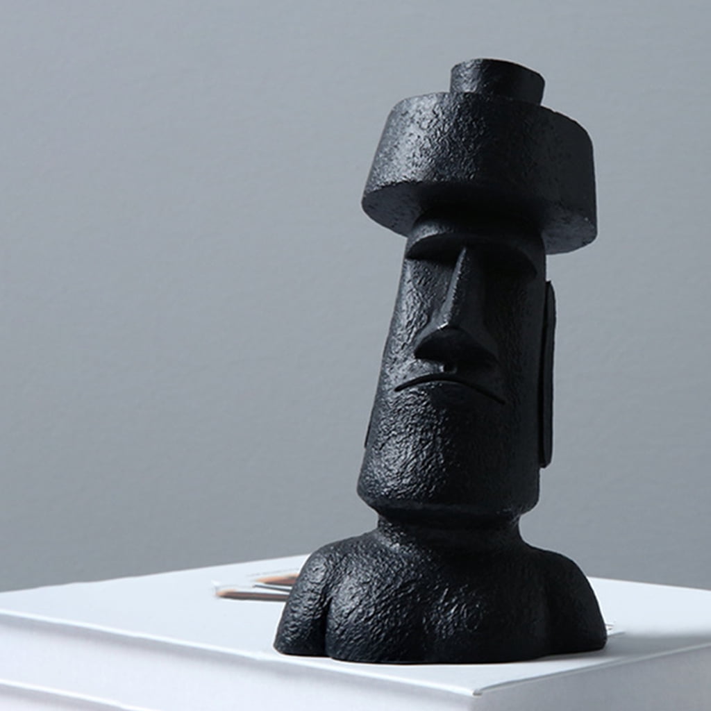1PC Ancient Easter Island Statue Retro Style Moai Head Sculpture for Living  Room Ornaments - Gray H 