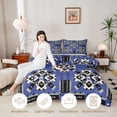 thumbnail image 4 of Manfei Aztec Tribal Full Size Comforter Sets, Geometric Diamond Bedding Comforter Set, Blue Black, Black Reversible 3pcs, 1 Comforter and 2 Pillowcases, 4 of 6