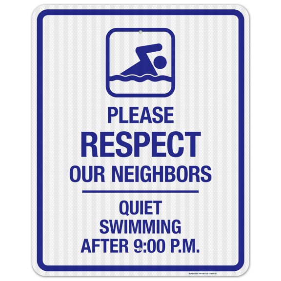 Quiet Swimming After 9 Sign, Pool Sign,