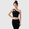 thumbnail image 2 of Women's One Shoulder Cutout Athletic Crop Top - X Large, Black, 2 of 7