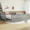 thumbnail image 2 of Twin Montessori Floor Bed or Double Twin Platform Bed for Kids, Solid Wood Twin Bed Frame with Guardrails, 2-in-1 Convertible Toddler Bed Frame, Grey, 2 of 7