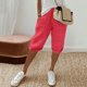 thumbnail image 3 of MKLEKYY Pantalones Cortos Para Mujer, Moda Femenina, Lisos, Con Bolsillos Grandes, Elásticos, Casuales, Capris Con Bolsillos, 3 of 4