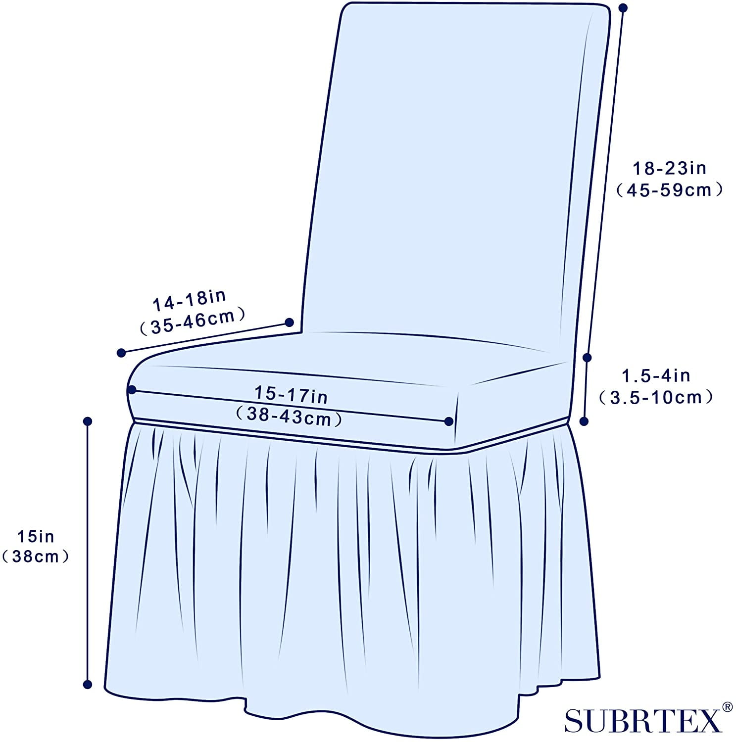 Subrtex Elegant Ruffle Skirt Stretch 2-Piece Polyester Jacquard Dining Chair Slipcovers, Almond