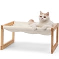 thumbnail image 1 of Cama para gatos FUKUMARU, sofá de terciopelo afelpado con funda extraíble, color blanco, 1 of 9