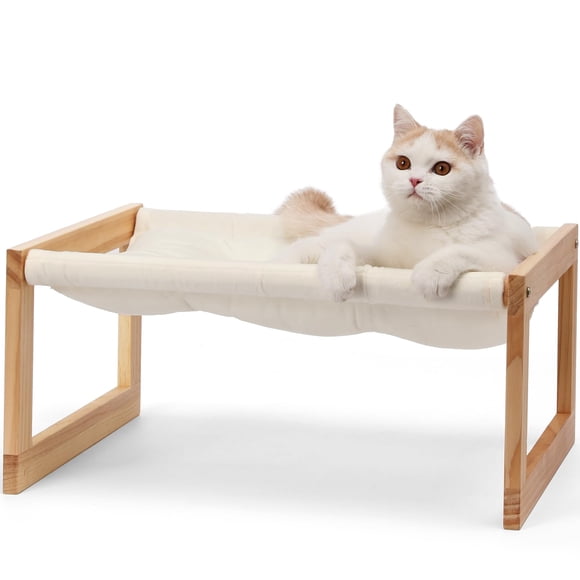 Cama para gatos FUKUMARU, sofá de terciopelo afelpado con funda extraíble, color blanco
