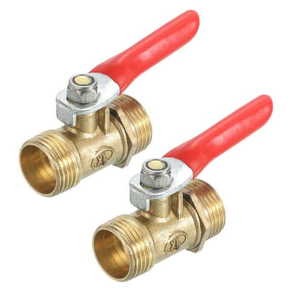 2Pack Brass Water Mini Ball Valve Shut Off Switch, G3/8" Male x G3/8" Male
