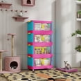 thumbnail image 2 of Happy Color, 20" Side Wide Folding Storage Cabinet ,4 /5Tiers,Collapsible Storage Bins with Magnetic Door, Plastic Storage Cabinet with Wheels, 2 of 8