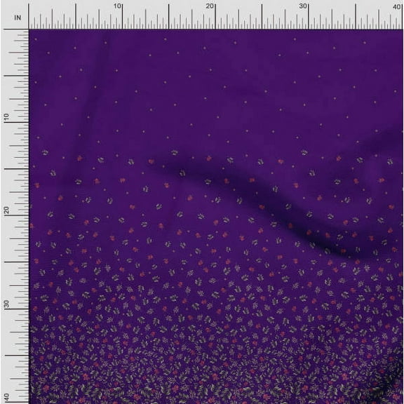 Soimoi Cotton Voile Fabric Leaves & Red Berries Panel Print Fabric by The Yard 42 Inch Wide