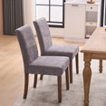 thumbnail image 4 of YOUNIKE Linen Fabric Dining Chairs Set of 2, Mid-Century Modern Parsons Kitchen Chairs 18.9"H with Solid Wood Legs, Gray, 4 of 18