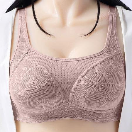 Unbeatable Price Women s Seamless Thin Bra  Ventilated Back Support  Large Size  Non-Steel  Comfortable Seamless  for Workout  Yoga  Sports Bra  Plus Size Romper|Nylon Spandex Pink
