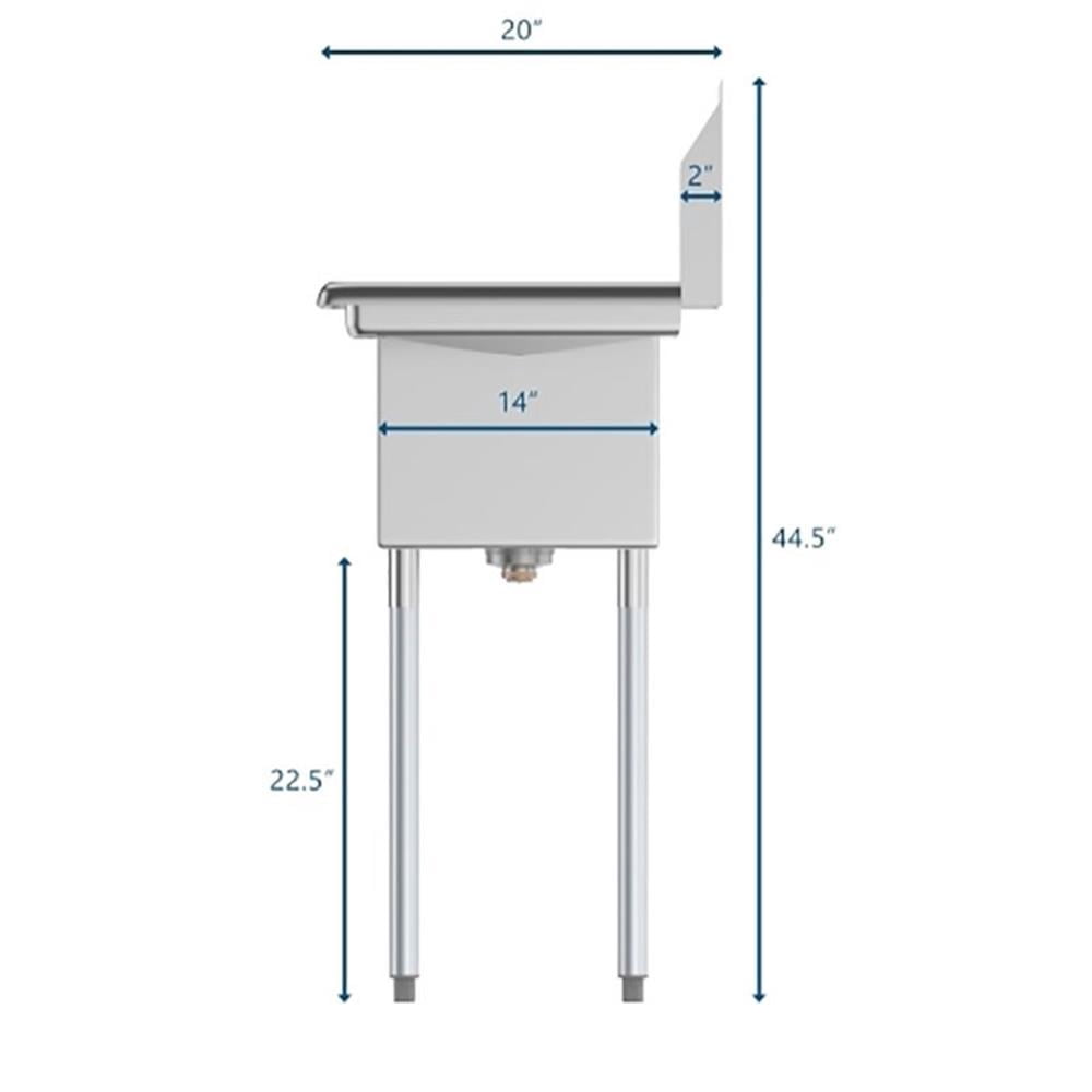 Pemberly Row 10x14x10 NSF Stainless Steel Kitchen Prep/Utility Sink in Silver