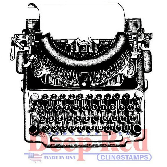 Deep Red Cling Stamp 2.1"X2.1"-Manual Typewriter