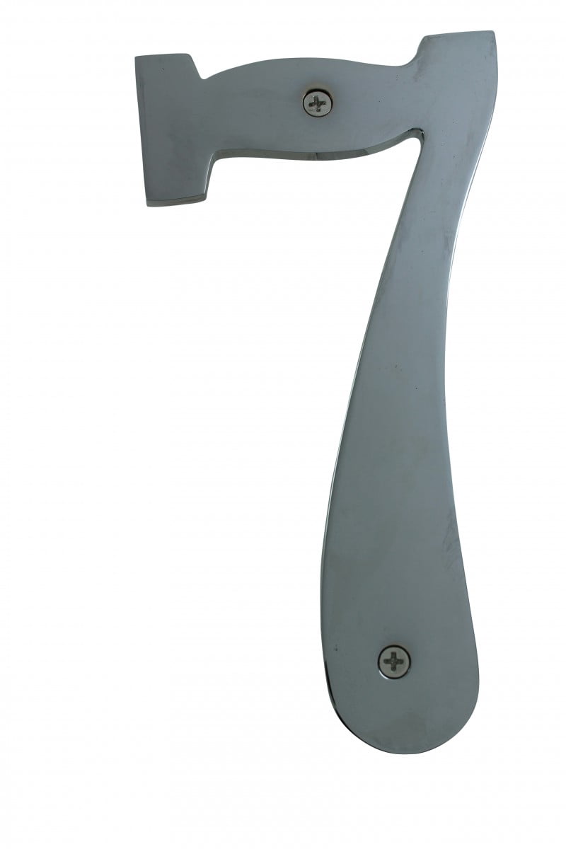 Cast Solid Brass 8" Address House Number '7' Chrome Renovators Supply