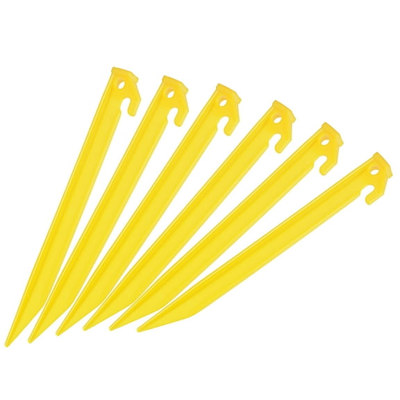 Uxcell 23cm/9.1 Inch Plastic Camping Tent Stakes Pegs with Hook Yellow 12 Pack