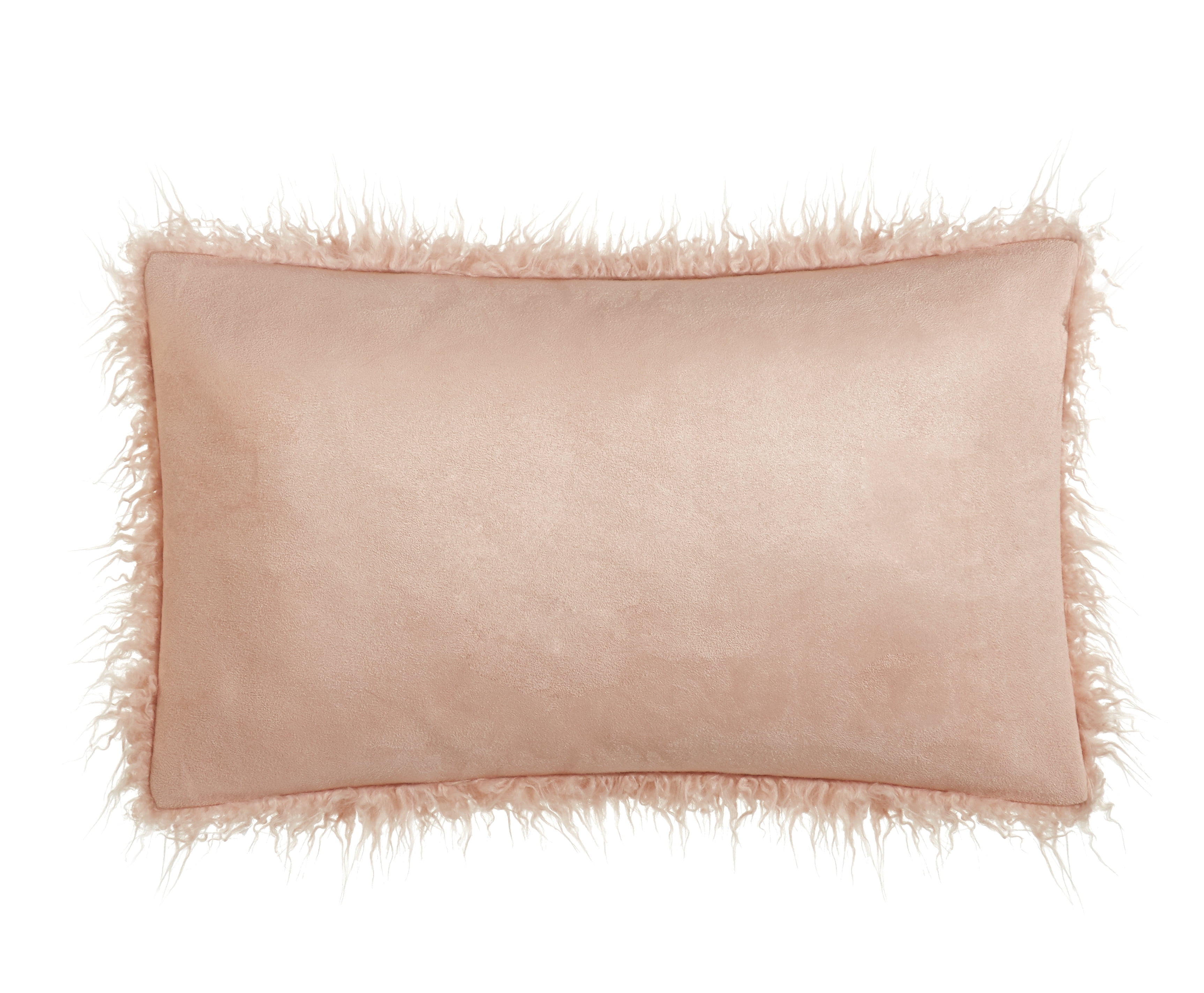 Better Homes & Gardens Mongolian Faux Fur Oblong Pillow, 12 x 21, Blush