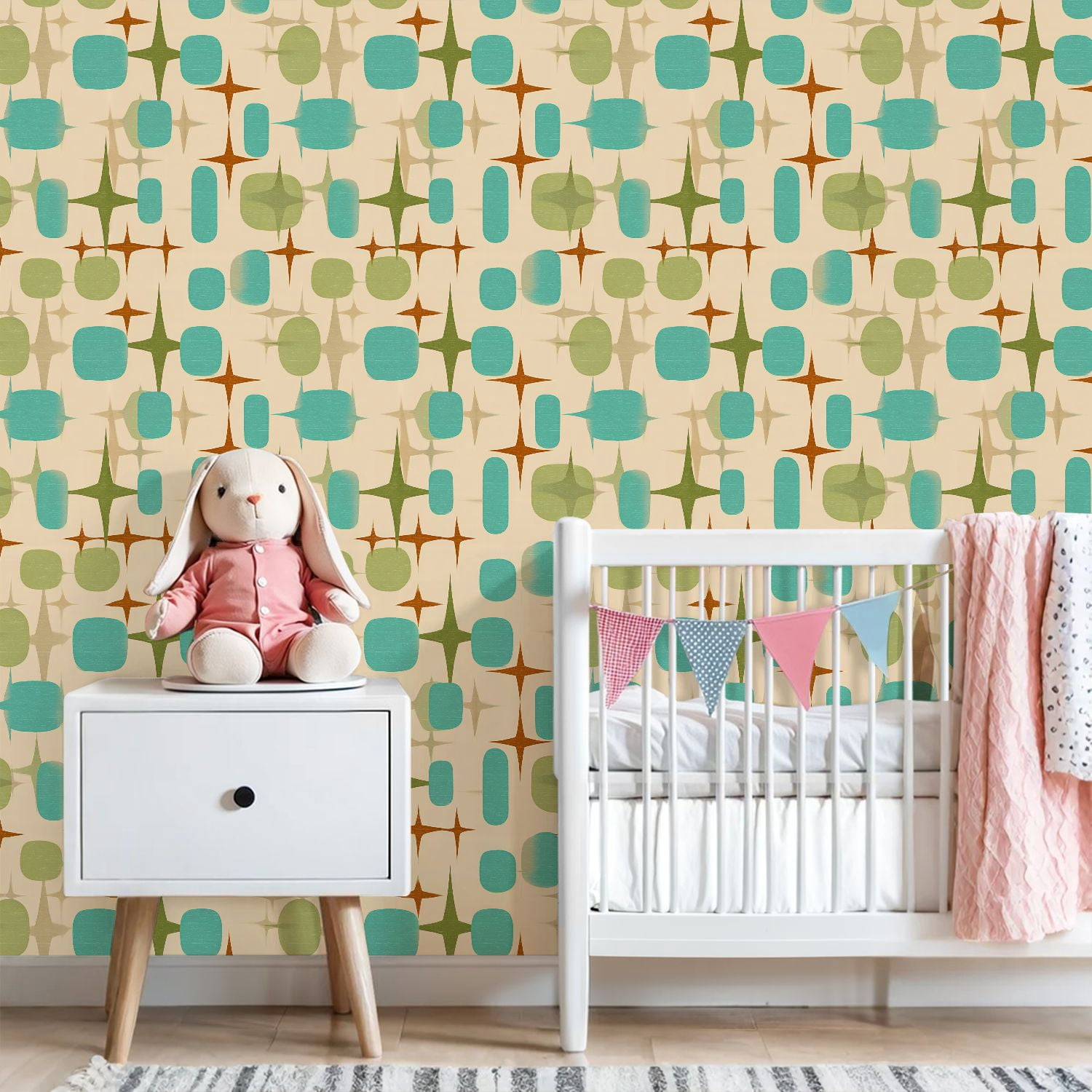 Peel and Stick Wallpaper 23.6in x 9.8ft Retro Abstract Seamless Mid century modern Contact Paper Vinyl Waterproof Self Adhesive Wall Paper for Bedroom Shelf Cabinet Renter Friendly