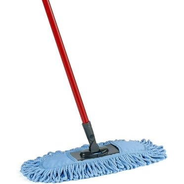 Dual Action Microfiber Sweeper Dust Mop Red Quick Dry Non Slip Handle for Efficient Home and Office Cleaning