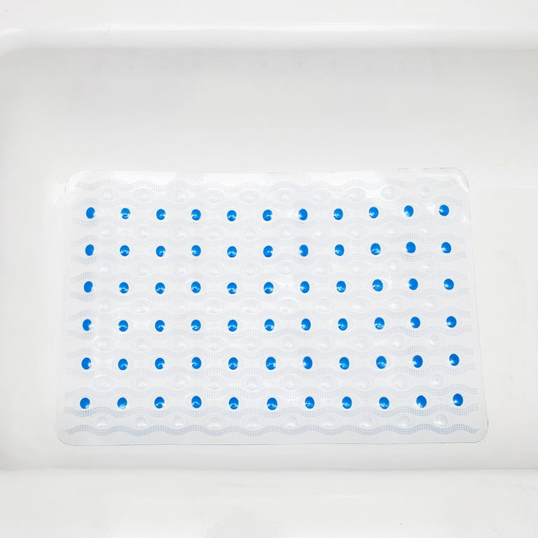 Kenney 15.5-in x 27.5-in Clear/Blue Rubber Bath Mat in the Bathroom Rugs &  Mats department at