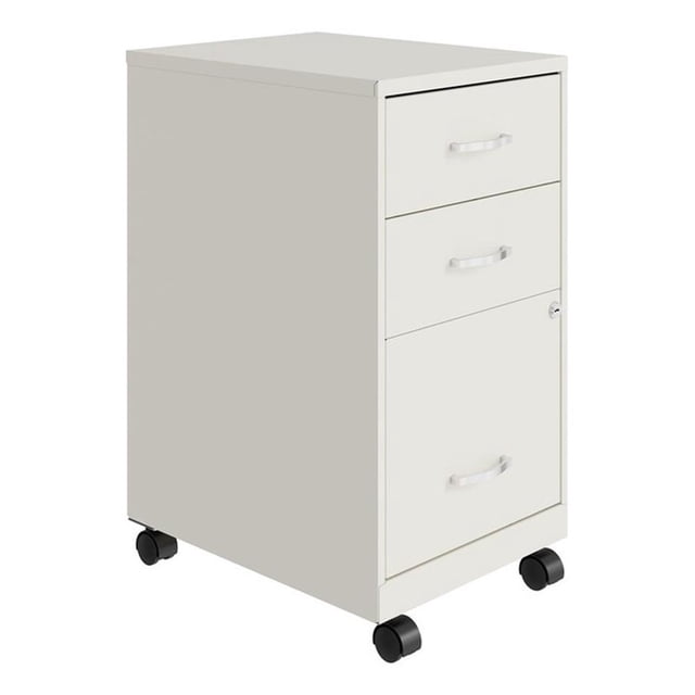 Space Solutions 18in 3 Drawer Metal Mobile Cabinet Ball Bearing Slide White