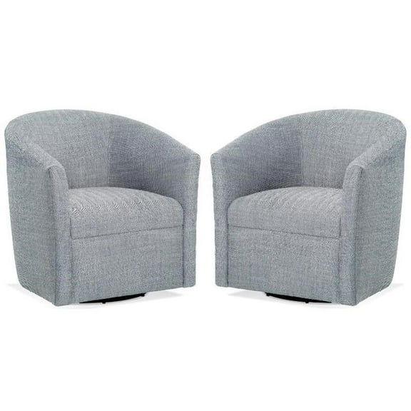 Home Square Polyester Fabric Swivel Accent Chair in Blue - Set of 2