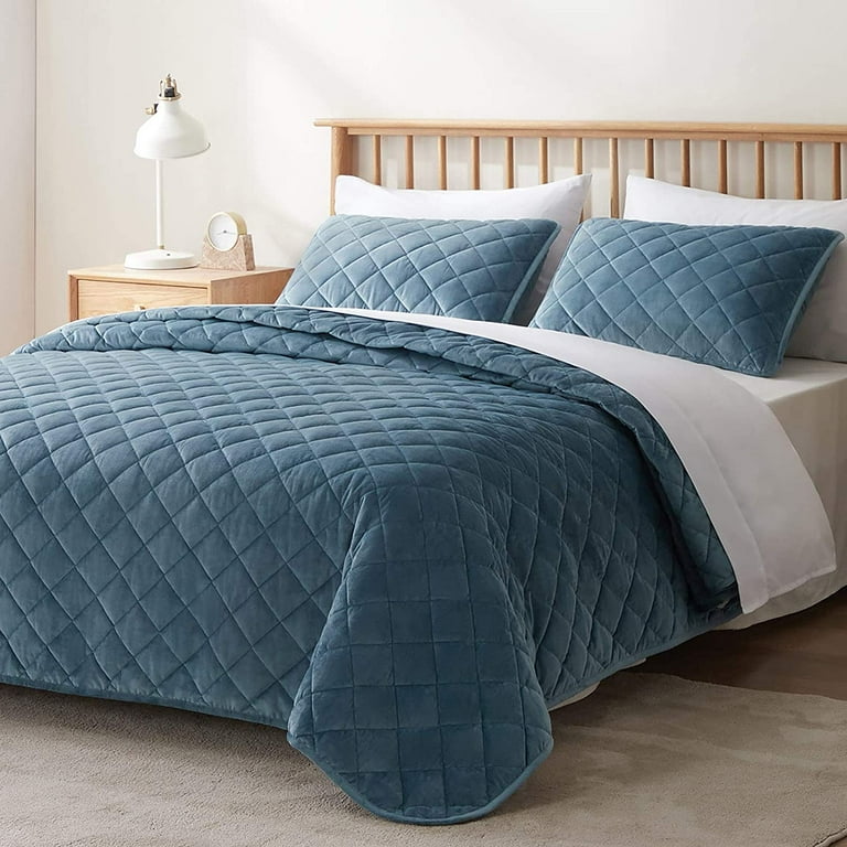 King Size Quilt Set Bedspread Unique Geometric Pattern Stitching Design For All Season Soft Velvet With 2 Shams Machine Washable Green Com King Size Quilt Set Bedspread Unique, Velvet King Size Bedspread