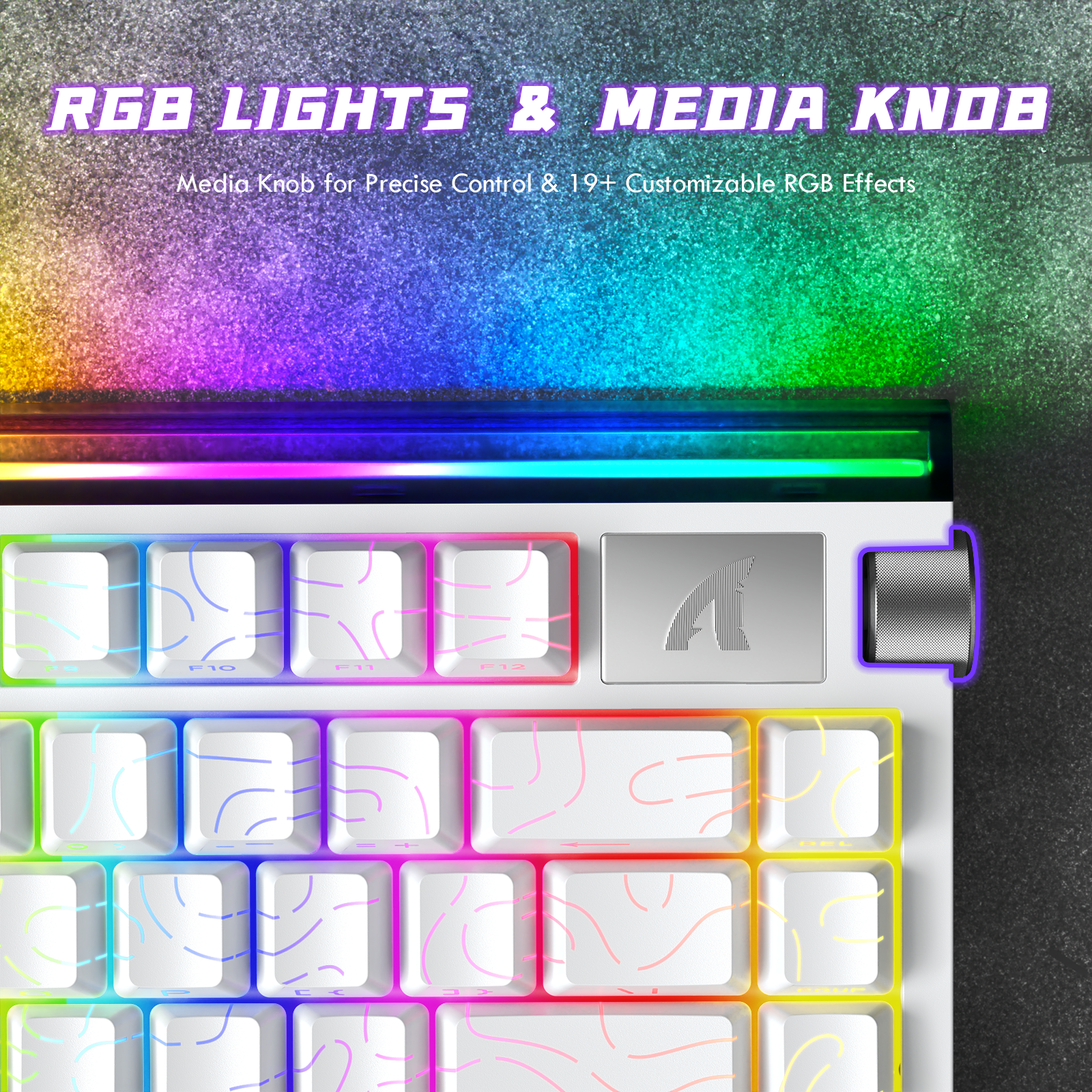 ATTACK SHARK R85HE Wired 75% Hall Effect Rapid Trigger Mechanical RGB Gaming Keyboard,8K Polling,0.05mm RT Accuracy,0.08MS Latency,Magnetic Switch,5Layer Sound Damped,Driver for PC(White Contour)