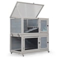 thumbnail image 3 of 2 Story Wooden Rabbit Hutch Indoor/Outdoor, Weatherproof Bunny Cage Rabbit House with Wheels, Pull Out Tray, Non-Slip Ramp, Wooden Chicken Coop, Pet House for Rabbits and Guinea Pigs, 3 of 9