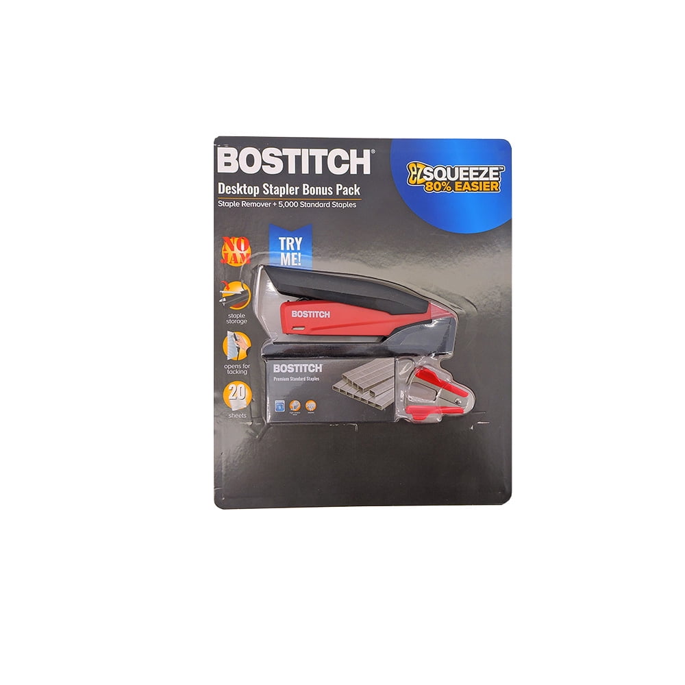 Bostitch Ez Squeeze Desktop Stapler Bonus Pack in Red